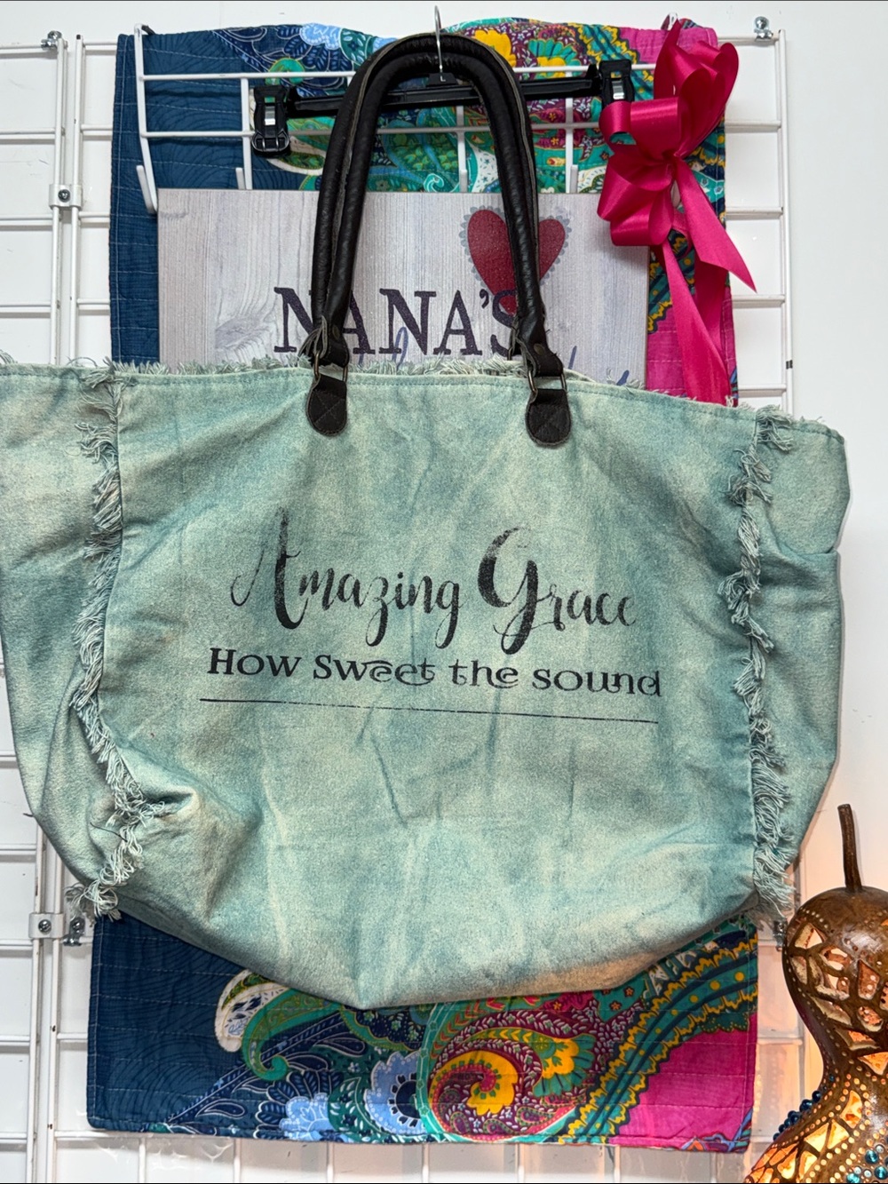 Myra Bag Green/Blue Canvas Weekender Bag - Picture 1 of 5